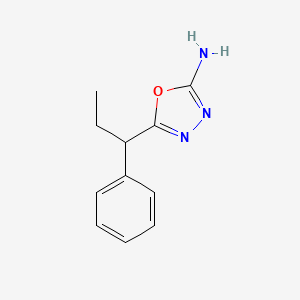 molecular formula C11H13N3O B3283361 5-(1-苯基丙基)-1,3,4-恶二唑-2-胺 CAS No. 7659-11-2
