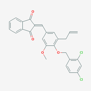 molecular formula C27H20Cl2O4 B328337 2-{3-allyl-4-[(2,4-dichlorobenzyl)oxy]-5-methoxybenzylidene}-1H-indene-1,3(2H)-dione 