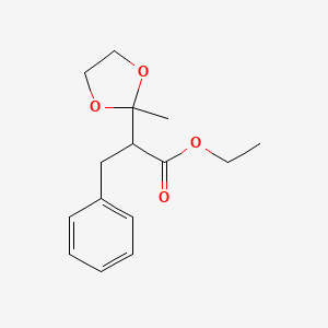 molecular formula C15H20O4 B3283401 Ethyl 2-(2-methyl-1,3-dioxolan-2-yl)-3-phenylpropanoate CAS No. 76641-71-9