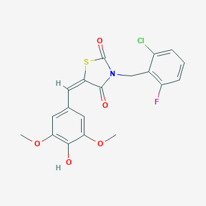 molecular formula C19H15ClFNO5S B328344 3-(2-Chloro-6-fluorobenzyl)-5-(4-hydroxy-3,5-dimethoxybenzylidene)-1,3-thiazolidine-2,4-dione 