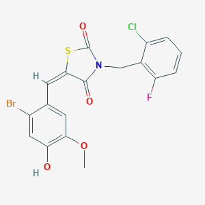 molecular formula C18H12BrClFNO4S B328345 5-(2-Bromo-4-hydroxy-5-methoxybenzylidene)-3-(2-chloro-6-fluorobenzyl)-1,3-thiazolidine-2,4-dione 