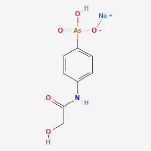 molecular formula C8H8AsNNa2O5 B3283487 Glycarsamide sodium CAS No. 7681-83-6