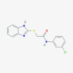 molecular formula C15H12ClN3OS B328352 2-(1H-benzimidazol-2-ylsulfanyl)-N-(3-chlorophenyl)acetamide 