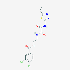 molecular formula C15H14Cl2N4O4S B328356 2-({[(5-Ethyl-1,3,4-thiadiazol-2-yl)amino](oxo)acetyl}amino)ethyl 3,4-dichlorobenzoate 