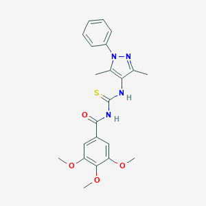 molecular formula C22H24N4O4S B328358 N-[(3,5-dimethyl-1-phenyl-1H-pyrazol-4-yl)carbamothioyl]-3,4,5-trimethoxybenzamide 