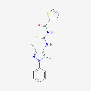 molecular formula C17H16N4OS2 B328359 3-(3,5-DIMETHYL-1-PHENYL-1H-PYRAZOL-4-YL)-1-(THIOPHENE-2-CARBONYL)THIOUREA 