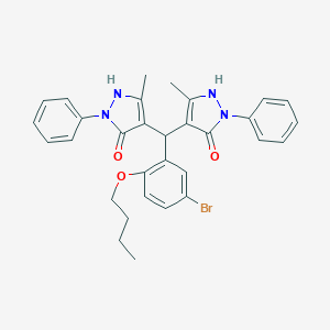 molecular formula C31H31BrN4O3 B328361 4-[(5-bromo-2-butoxyphenyl)(5-hydroxy-3-methyl-1-phenyl-1H-pyrazol-4-yl)methyl]-3-methyl-1-phenyl-1H-pyrazol-5-ol 