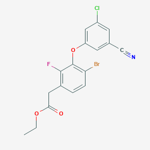 molecular formula C17H12BrClFNO3 B3283622 Ethyl 4-bromo-3-(3-chloro-5-cyanophenoxy)-2-fluorobenzeneacetate CAS No. 770719-12-5