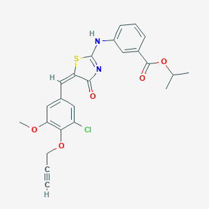 propan-2-yl 3-[[(5E)-5-[(3-chloro-5-methoxy-4-prop-2-ynoxyphenyl)methylidene]-4-oxo-1,3-thiazol-2-yl]amino]benzoate