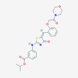 molecular formula C26H27N3O6S B328366 propan-2-yl 3-[[(5E)-5-[[2-(2-morpholin-4-yl-2-oxoethoxy)phenyl]methylidene]-4-oxo-1,3-thiazol-2-yl]amino]benzoate 