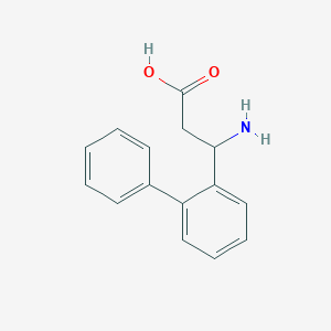 molecular formula C15H15NO2 B3283788 3-Amino-3-biphenyl-2-YL-propionic acid CAS No. 773126-11-7
