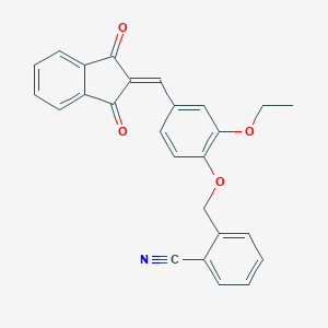 molecular formula C26H19NO4 B328381 2-({4-[(1,3-dioxo-1,3-dihydro-2H-inden-2-ylidene)methyl]-2-ethoxyphenoxy}methyl)benzonitrile 
