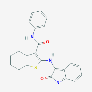 molecular formula C23H19N3O2S B328382 2-[(2-oxoindol-3-yl)amino]-N-phenyl-4,5,6,7-tetrahydro-1-benzothiophene-3-carboxamide 