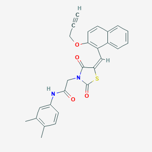 molecular formula C27H22N2O4S B328389 N-(3,4-dimethylphenyl)-2-(2,4-dioxo-5-{[2-(prop-2-ynyloxy)-1-naphthyl]methylene}-1,3-thiazolidin-3-yl)acetamide 