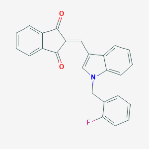 molecular formula C25H16FNO2 B328393 2-{[1-(2-fluorobenzyl)-1H-indol-3-yl]methylidene}-1H-indene-1,3(2H)-dione 