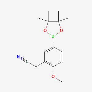 molecular formula C15H20BNO3 B3283933 2-(2-Methoxy-5-(4,4,5,5-tetramethyl-1,3,2-dioxaborolan-2-YL)phenyl)acetonitrile CAS No. 775351-55-8