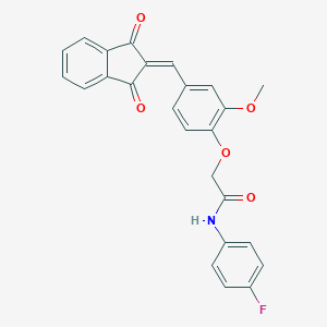 molecular formula C25H18FNO5 B328402 2-{4-[(1,3-dioxo-1,3-dihydro-2H-inden-2-ylidene)methyl]-2-methoxyphenoxy}-N-(4-fluorophenyl)acetamide 