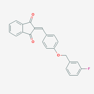 molecular formula C23H15FO3 B328405 2-{4-[(3-fluorobenzyl)oxy]benzylidene}-1H-indene-1,3(2H)-dione 