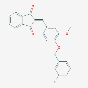 molecular formula C25H19FO4 B328411 2-{3-ethoxy-4-[(3-fluorobenzyl)oxy]benzylidene}-1H-indene-1,3(2H)-dione 