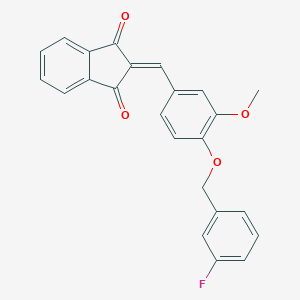 molecular formula C24H17FO4 B328418 2-{4-[(3-fluorobenzyl)oxy]-3-methoxybenzylidene}-1H-indene-1,3(2H)-dione 