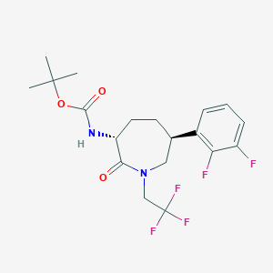 tert-Butyl (3R,6S)-6-(2,3-difluorophenyl)-2-oxo-1-(2,2,2-trifluoroethyl)azepan-3-ylcarbamate