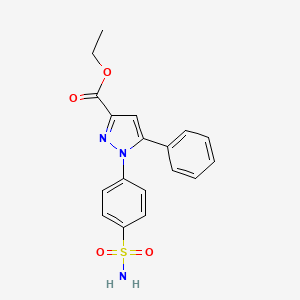 molecular formula C18H17N3O4S B3284254 5-phenyl-1-(4-sulfaMoylphenyl)-1H-pyrazole-3-carboxylic acid ethyl ester CAS No. 781663-70-5