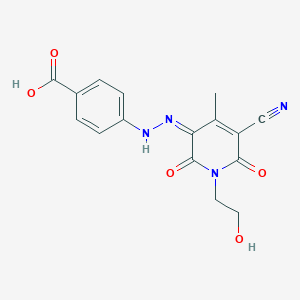 molecular formula C16H14N4O5 B328428 4-[(2Z)-2-[5-cyano-1-(2-hydroxyethyl)-4-methyl-2,6-dioxopyridin-3-ylidene]hydrazinyl]benzoic acid 