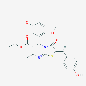 molecular formula C26H26N2O6S B328431 isopropyl 5-(2,5-dimethoxyphenyl)-2-(4-hydroxybenzylidene)-7-methyl-3-oxo-2,3-dihydro-5H-[1,3]thiazolo[3,2-a]pyrimidine-6-carboxylate 