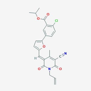 molecular formula C25H21ClN2O5 B328438 isopropyl 5-{5-[(1-allyl-5-cyano-4-methyl-2,6-dioxo-1,6-dihydro-3(2H)-pyridinylidene)methyl]-2-furyl}-2-chlorobenzoate 