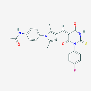 N-(4-{3-[(1-(4-fluorophenyl)-4,6-dioxo-2-thioxotetrahydro-5(2H)-pyrimidinylidene)methyl]-2,5-dimethyl-1H-pyrrol-1-yl}phenyl)acetamide