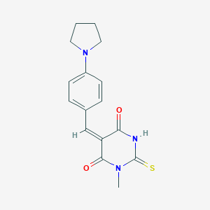 molecular formula C16H17N3O2S B328456 1-methyl-5-[4-(1-pyrrolidinyl)benzylidene]-2-thioxodihydro-4,6(1H,5H)-pyrimidinedione 
