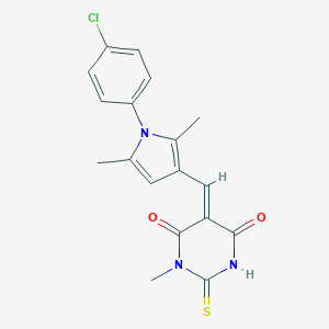 molecular formula C18H16ClN3O2S B328458 (5Z)-5-{[1-(4-chlorophenyl)-2,5-dimethyl-1H-pyrrol-3-yl]methylidene}-1-methyl-2-thioxodihydropyrimidine-4,6(1H,5H)-dione 