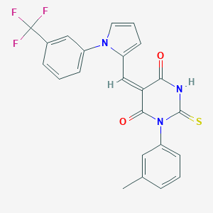 (5E)-1-(3-methylphenyl)-2-thioxo-5-({1-[3-(trifluoromethyl)phenyl]-1H-pyrrol-2-yl}methylidene)dihydropyrimidine-4,6(1H,5H)-dione