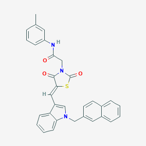 molecular formula C32H25N3O3S B328474 N-(3-methylphenyl)-2-(5-{[1-(2-naphthylmethyl)-1H-indol-3-yl]methylene}-2,4-dioxo-1,3-thiazolidin-3-yl)acetamide 
