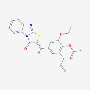 molecular formula C23H20N2O4S B328477 2-ethoxy-4-[(Z)-(3-oxo[1,3]thiazolo[3,2-a]benzimidazol-2(3H)-ylidene)methyl]-6-(prop-2-en-1-yl)phenyl acetate 