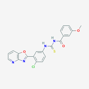 molecular formula C21H15ClN4O3S B328480 N-{[4-chloro-3-([1,3]oxazolo[4,5-b]pyridin-2-yl)phenyl]carbamothioyl}-3-methoxybenzamide 