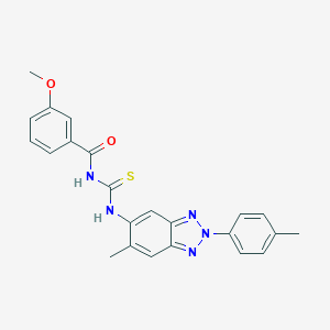 molecular formula C23H21N5O2S B328484 3-methoxy-N-{[6-methyl-2-(4-methylphenyl)-2H-benzotriazol-5-yl]carbamothioyl}benzamide 