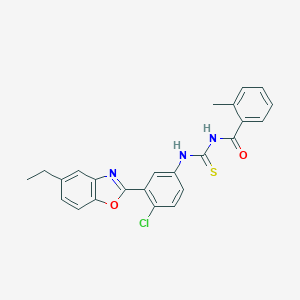 molecular formula C24H20ClN3O2S B328487 N-[[4-chloro-3-(5-ethyl-1,3-benzoxazol-2-yl)phenyl]carbamothioyl]-2-methylbenzamide CAS No. 6399-49-1