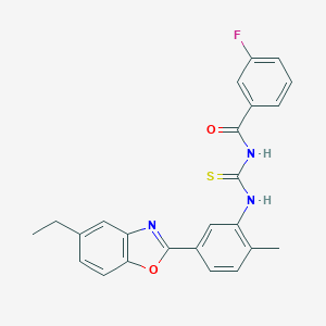 molecular formula C24H20FN3O2S B328489 N-{[5-(5-ethyl-1,3-benzoxazol-2-yl)-2-methylphenyl]carbamothioyl}-3-fluorobenzamide 