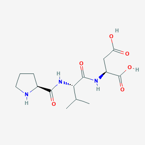 molecular formula C14H23N3O6 B3284902 (2S)-2-[[(2S)-3-methyl-2-[[(2S)-pyrrolidine-2-carbonyl]amino]butanoyl]amino]butanedioic Acid CAS No. 79366-75-9