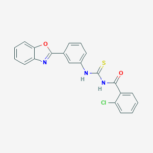 molecular formula C21H14ClN3O2S B328493 N-{[3-(1,3-benzoxazol-2-yl)phenyl]carbamothioyl}-2-chlorobenzamide 