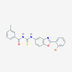 molecular formula C22H16BrN3O2S B328494 N-[[2-(2-bromophenyl)-1,3-benzoxazol-5-yl]carbamothioyl]-3-methylbenzamide CAS No. 6480-33-7