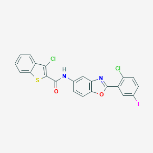 3-chloro-N-[2-(2-chloro-5-iodophenyl)-1,3-benzoxazol-5-yl]-1-benzothiophene-2-carboxamide