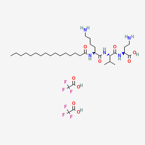 molecular formula C35H63F6N5O9 B3285000 Palmitoyllysylvalyldiaminobutyric acid trifluoroacetate CAS No. 794590-34-4