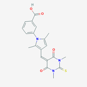 molecular formula C20H19N3O4S B328501 3-{3-[(1,3-dimethyl-4,6-dioxo-2-thioxotetrahydro-5(2H)-pyrimidinylidene)methyl]-2,5-dimethyl-1H-pyrrol-1-yl}benzoic acid 