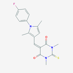 molecular formula C19H18FN3O2S B328506 5-{[1-(4-fluorophenyl)-2,5-dimethyl-1H-pyrrol-3-yl]methylene}-1,3-dimethyl-2-thioxodihydro-4,6(1H,5H)-pyrimidinedione 