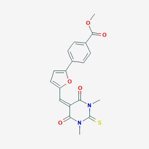 molecular formula C19H16N2O5S B328510 methyl 4-{5-[(1,3-dimethyl-4,6-dioxo-2-thioxotetrahydro-5(2H)-pyrimidinylidene)methyl]-2-furyl}benzoate 