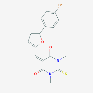 molecular formula C17H13BrN2O3S B328512 5-{[5-(4-BROMOPHENYL)FURAN-2-YL]METHYLIDENE}-1,3-DIMETHYL-2-SULFANYLIDENE-1,3-DIAZINANE-4,6-DIONE 