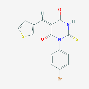 molecular formula C15H9BrN2O2S2 B328514 1-(4-bromophenyl)-5-(3-thienylmethylene)-2-thioxodihydro-4,6(1H,5H)-pyrimidinedione 