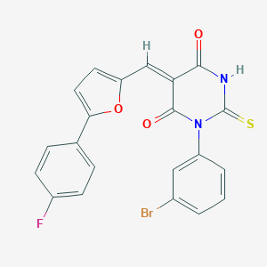 molecular formula C21H12BrFN2O3S B328517 1-(3-bromophenyl)-5-{[5-(4-fluorophenyl)-2-furyl]methylene}-2-thioxodihydro-4,6(1H,5H)-pyrimidinedione 